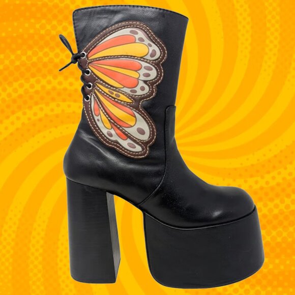 Current Mood Shoes - 🦋🔥💋UBER GORGE!💋🦋🔥70's Inspired Studio 54 Butterfly Chunky Platform Boots